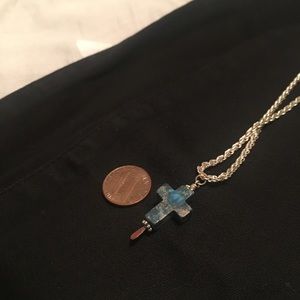 Natural stone cross necklace on sterling silver
